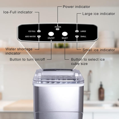 Self Cleaning Ice Makers Countertop Machine 9 Cubes Ready in 6-8 Minutes Portable Mini Electric Compact Ice Maker Nuggetperfect for Home/Kitchen/Bar, Tools Included