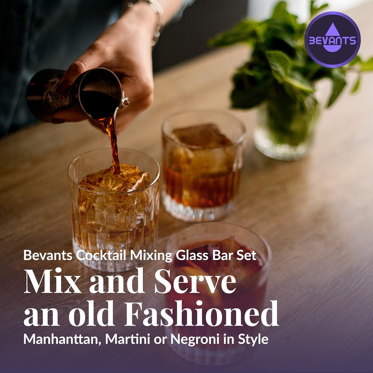 Bar Mixing Glass Set-Large 24 Oz Bartender Kit for Home Bar- Copper