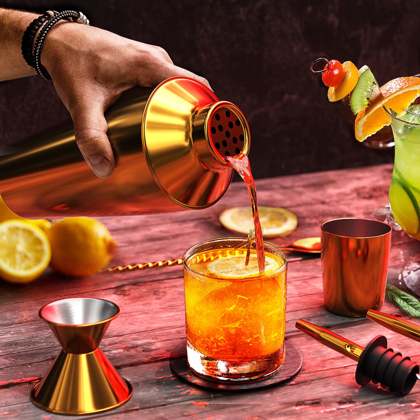 8 PC Bartender Kit, Complete Cocktail Shaker Bar Tools Set - Recipe Book & More