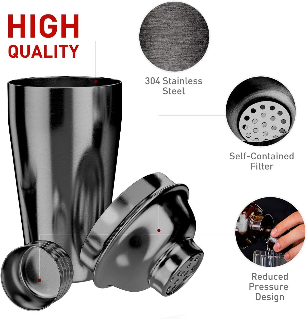 24-Piece Bartender Kit with Stand,Perfect Mixology Bar Kit Cocktail Shaker Set for Drink Mixing,Stainless Steel Bar Tools with All Needed Accessories,Recipes