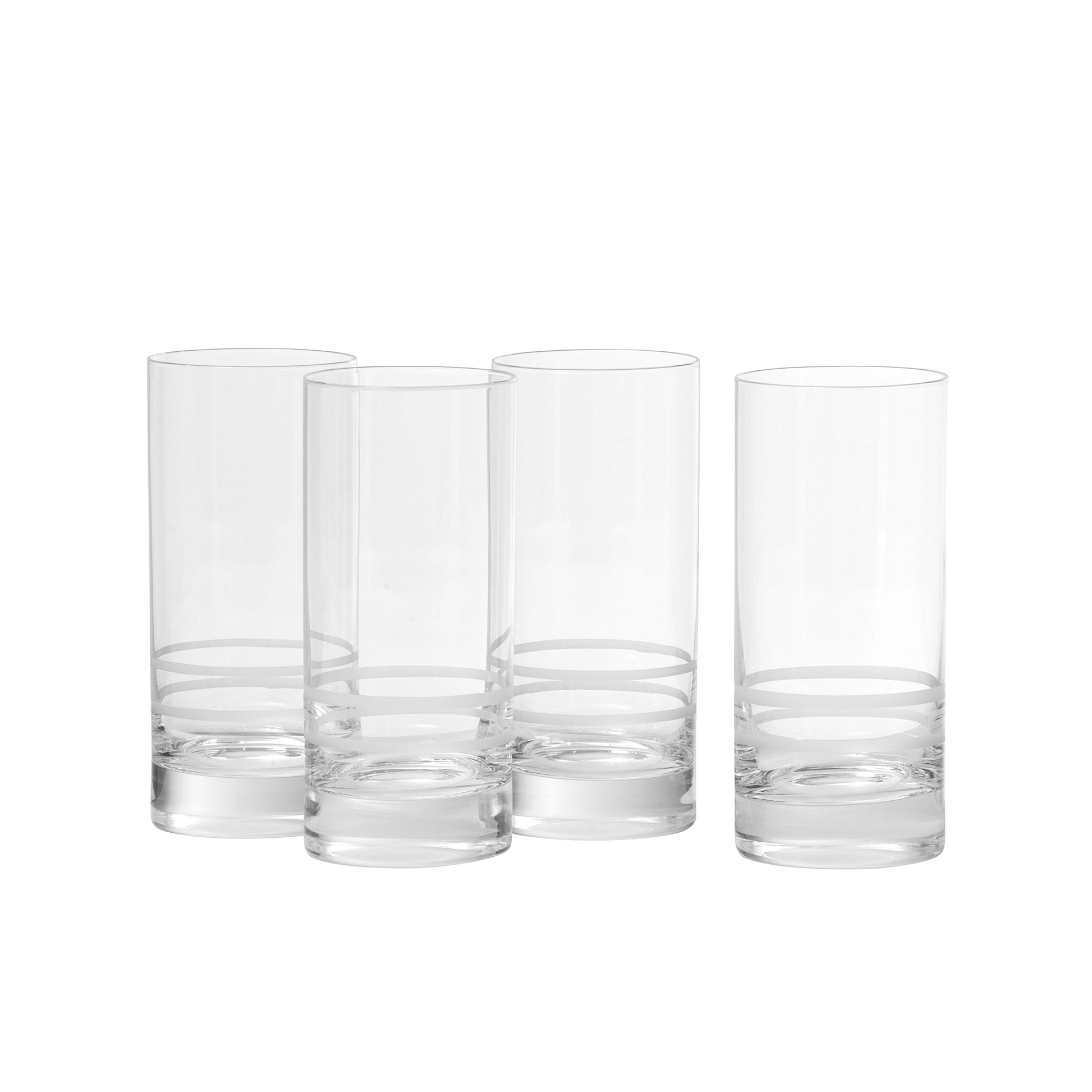 Professional Barware by Charles Joly, Etched Schott Zwiesel Tritan 16.2 Oz Iced Beverage, Longdrink, Collins Barware/Cocktail Glass, Set of 4