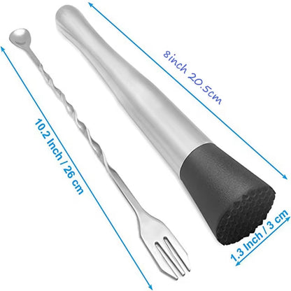 Professional Bar Tools,Stainless Steel Stir Bar Tool, Cocktail Stir Bar Mixing Spoon, Cocktail Picks, Mojito Stir Bar Tool Kit