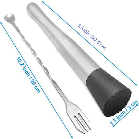 Professional Bar Tools,Stainless Steel Stir Bar Tool, Cocktail Stir Bar Mixing Spoon, Cocktail Picks, Mojito Stir Bar Tool Kit
