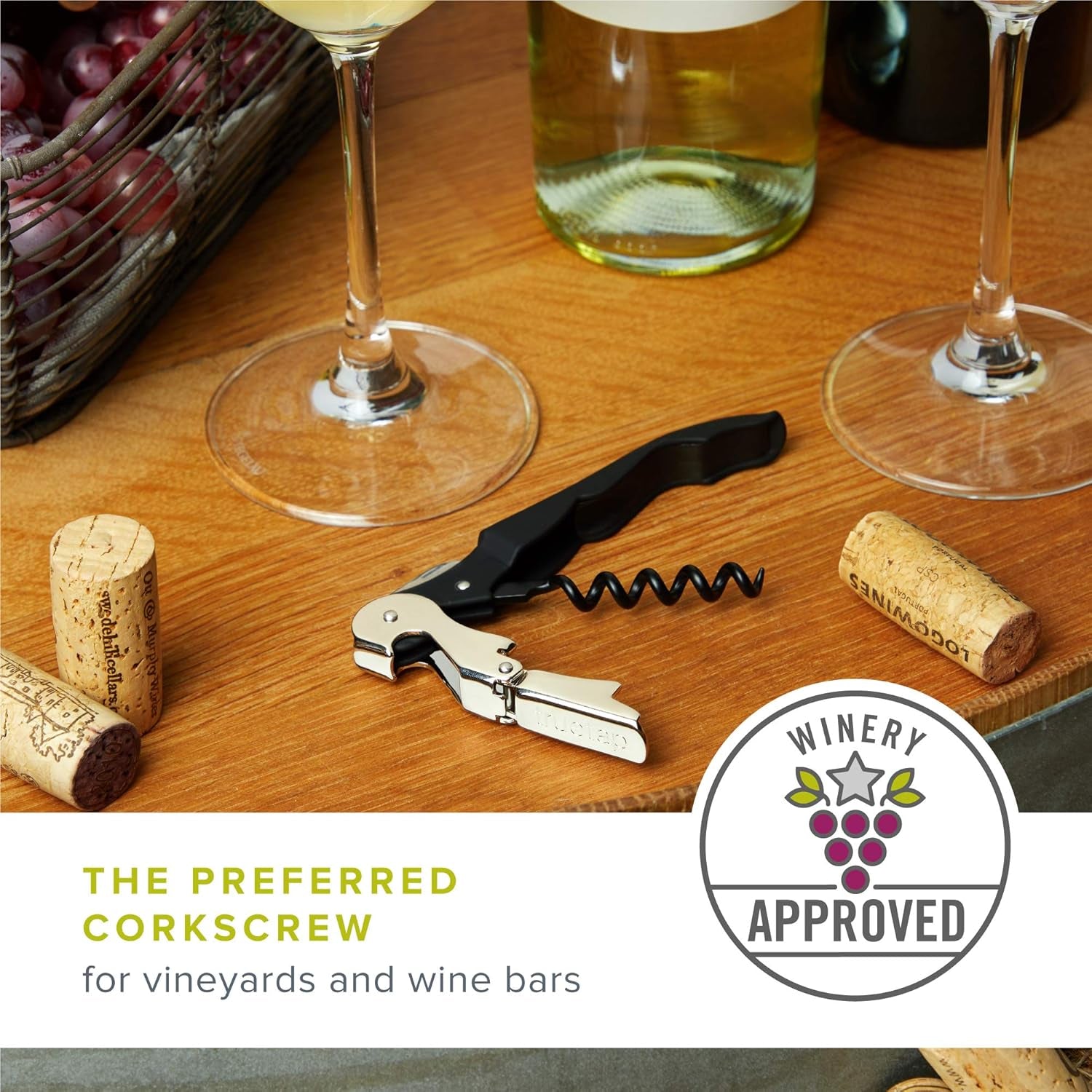 tap Teal Double Hinged Waiter’S Corkscrew, Stainless Steel Wine Key with Foil Cutter