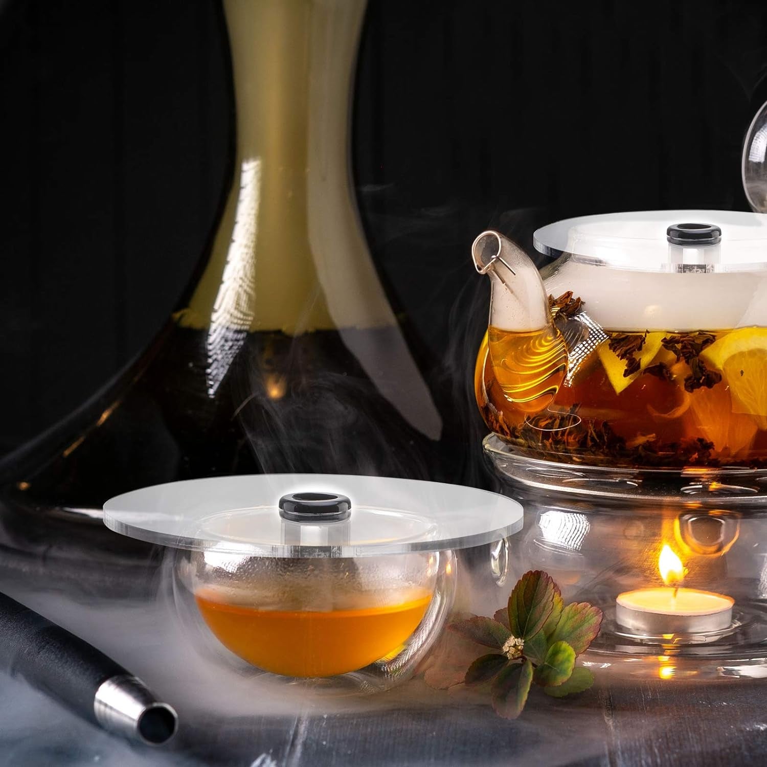 3 Pieces Smoking Gun Cup Covers Infuser Lids Cocktail Drinks Covers Smoking Gun Accessories for Wine Cups Goblet Glasses Tumblers Mugs Bowls Diameter below 4. 7"
