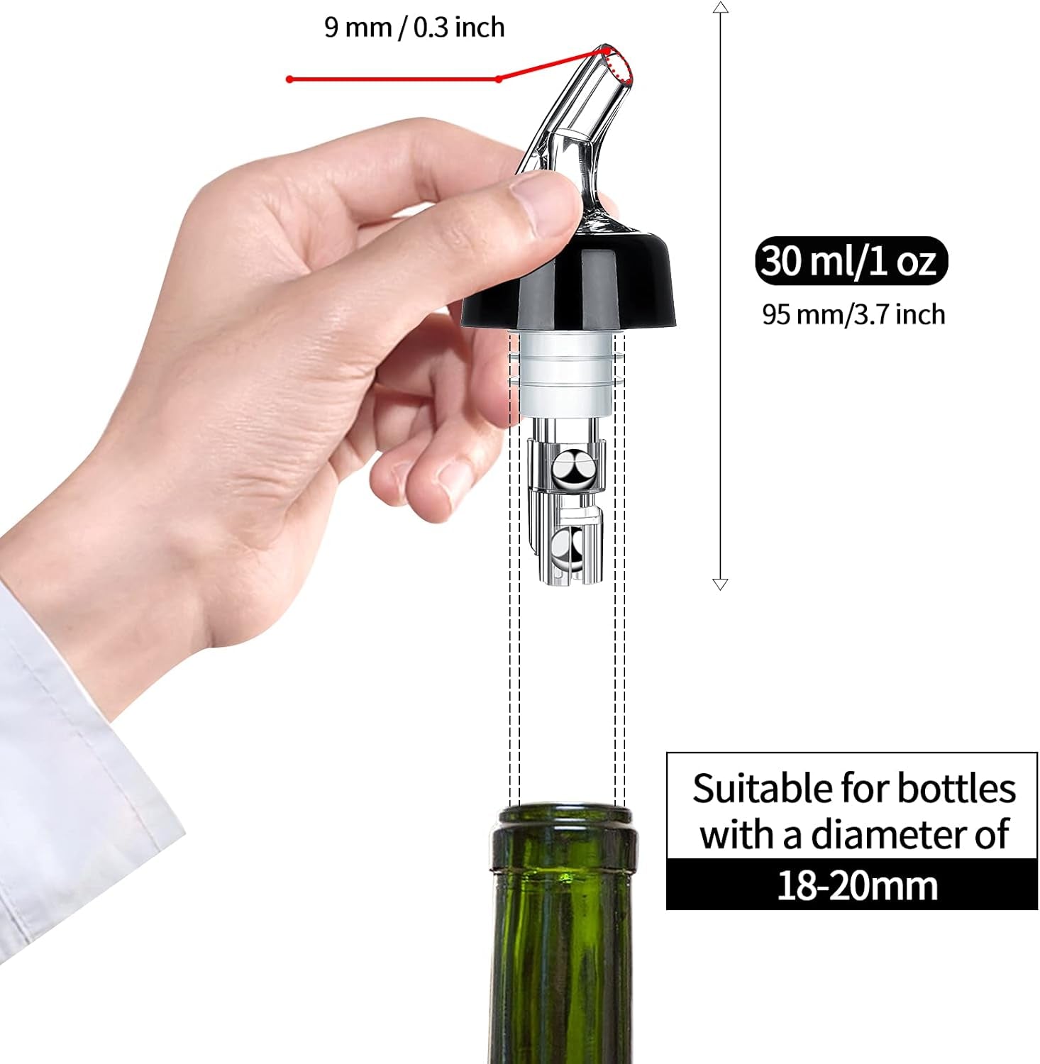 Automatic Measured Bottle Pourer - 1.5Oz/45Ml Quick Shot Spirit Measure Pourer Drinks Wine Cocktail Dispenser Home Bar Tools