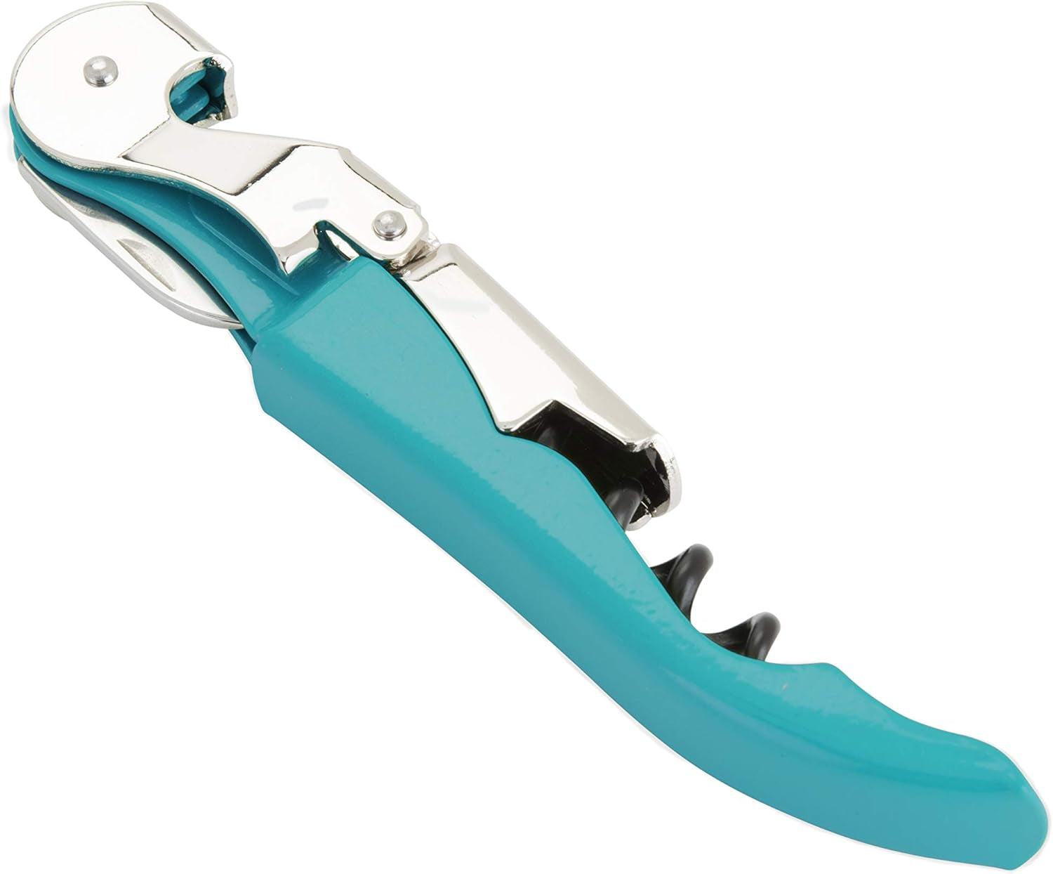 tap Teal Double Hinged Waiter’S Corkscrew, Stainless Steel Wine Key with Foil Cutter
