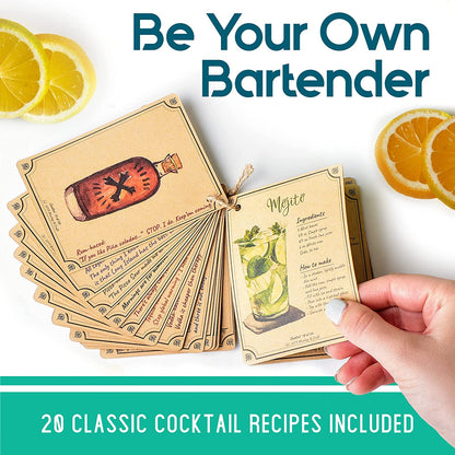 Mixology Cocktail Shaker Set Drink Mixer, 8-Piece Portable Bartender Kit with 24Oz Martini Shaker Barware Tool Set, 2 Pourers, Muddler, Jigger, Mixing Spoon, Velvet Bag, Built-In Strainer (Silver)