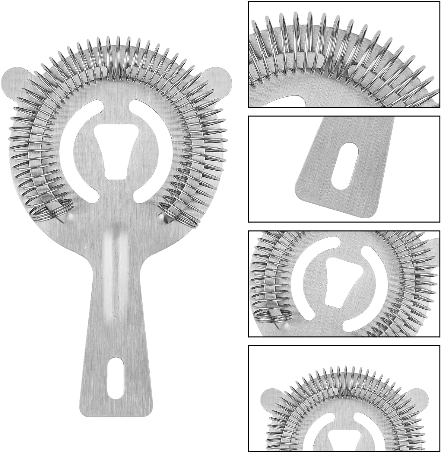 Cocktail Strainer Bar Tools - 2PCS Bar Strainer with High Density Spring, Stainl