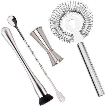 Professional Bar Tools,Stainless Steel Stir Bar Tool, Cocktail Stir Bar Mixing Spoon, Cocktail Picks, Mojito Stir Bar Tool Kit