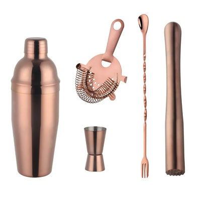 750Ml Stainless Steel Boston Cocktail Set Shaker Wine Pourers Gold Bar Tool Set with Strainer Measure Cup Bartender