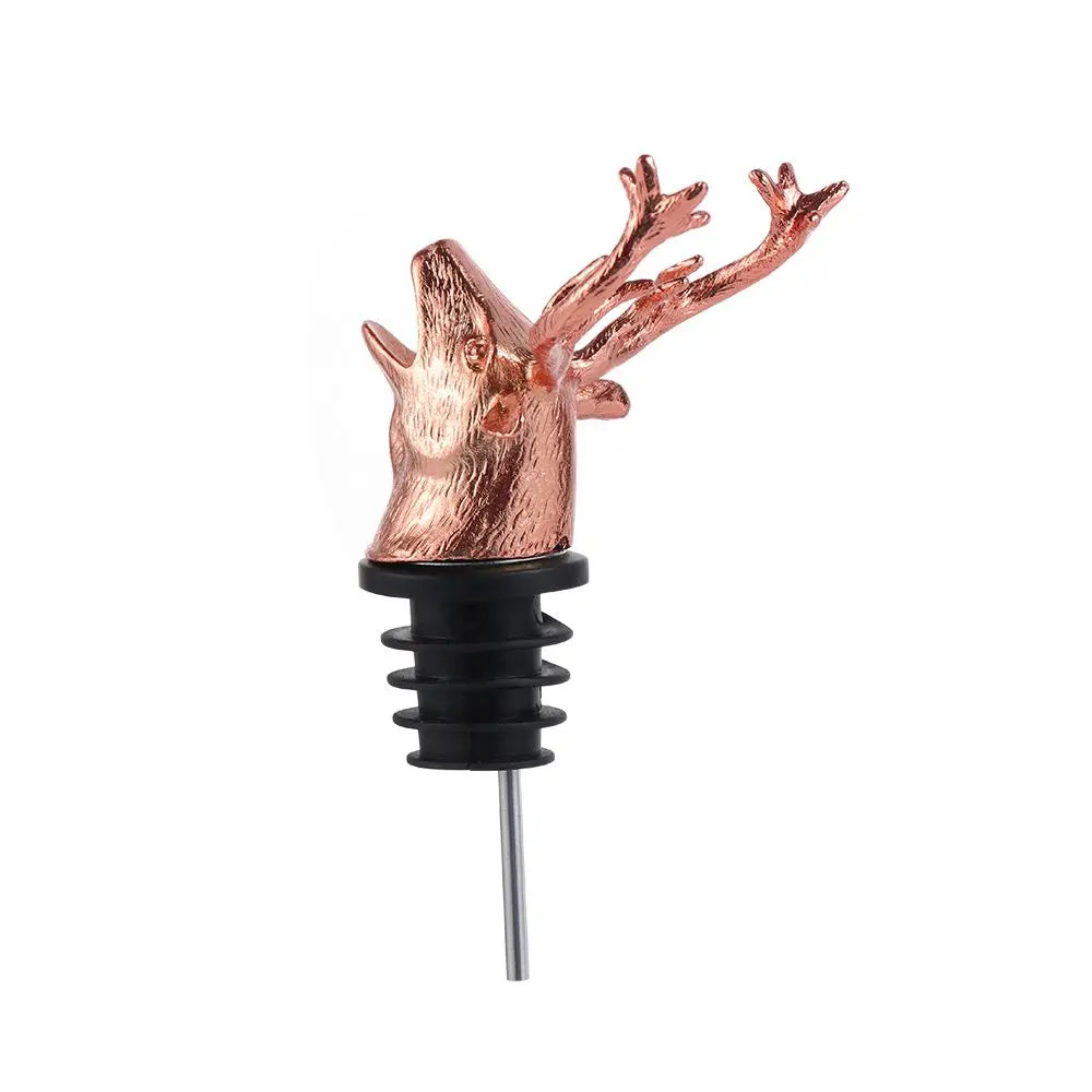 Deer Head Wine Pourer Bottle Stoppers Zinc Alloy Bar Tools Wedding Party Drinks Wine Aerators Kitchen Tool Accessories