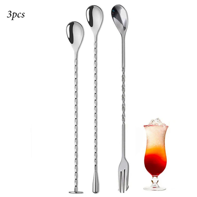 Professional Bar Tools,Stainless Steel Stir Bar Tool, Cocktail Stir Bar Mixing Spoon, Cocktail Picks, Mojito Stir Bar Tool Kit