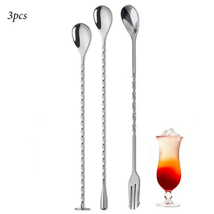 Professional Bar Tools,Stainless Steel Stir Bar Tool, Cocktail Stir Bar Mixing Spoon, Cocktail Picks, Mojito Stir Bar Tool Kit