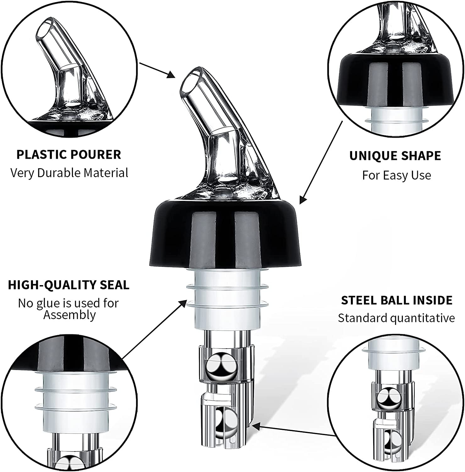 Automatic Measured Bottle Pourer - 1.5Oz/45Ml Quick Shot Spirit Measure Pourer Drinks Wine Cocktail Dispenser Home Bar Tools