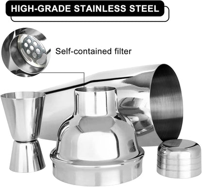 Cocktail Shaker Set, 18Oz Stainless Steel Bartender Kit Martini Margarita Cocktail Set Mix Drink Making Kit, Professional Bar and Home Drink Bar Tools