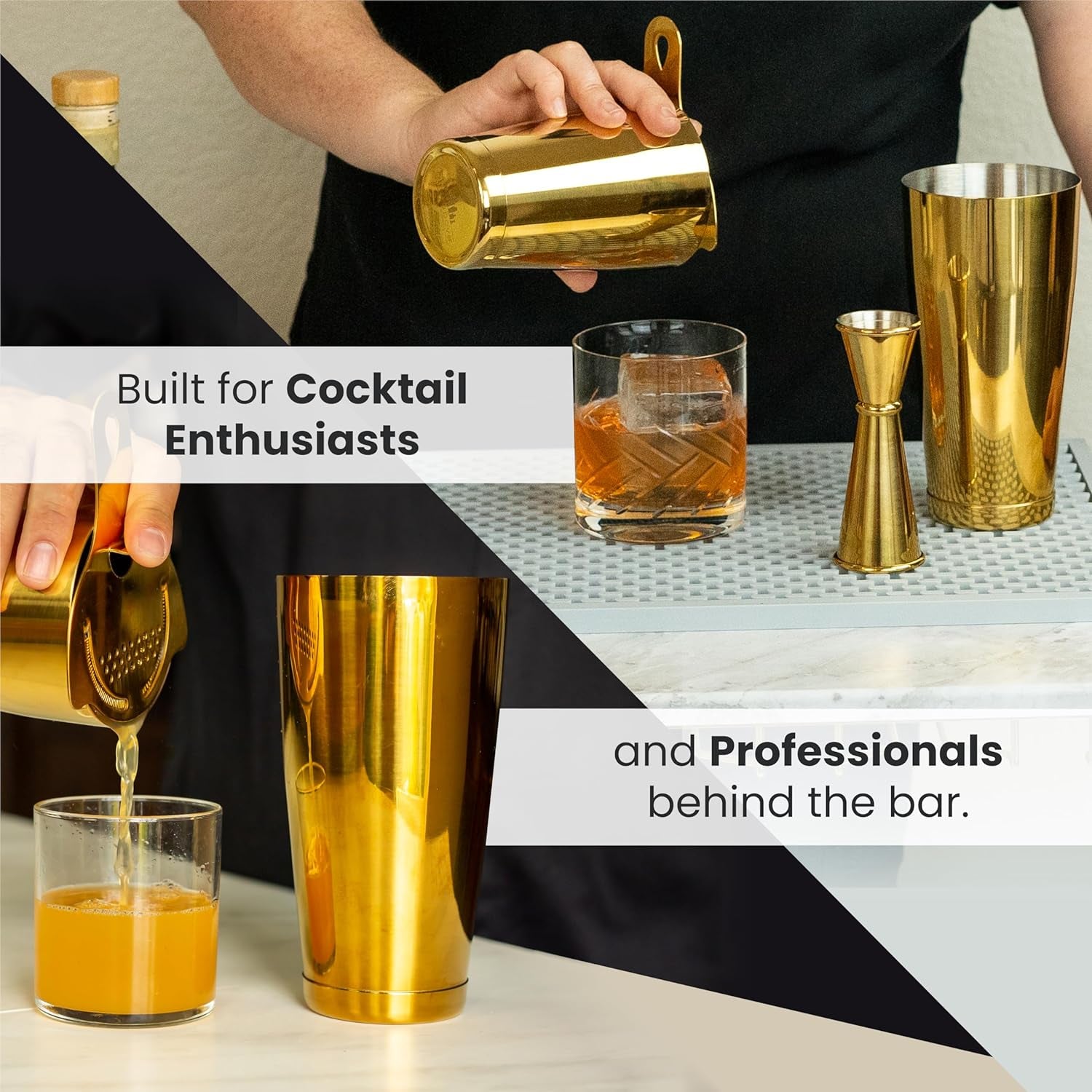 Professional Boston Shakers Set 18 Oz Weighted Stainless Steel Cocktail Shaker Set for Bartenders, Premium 304 Steel Bar Shaker, Essential Bartending Tools for Mixing Drinks
