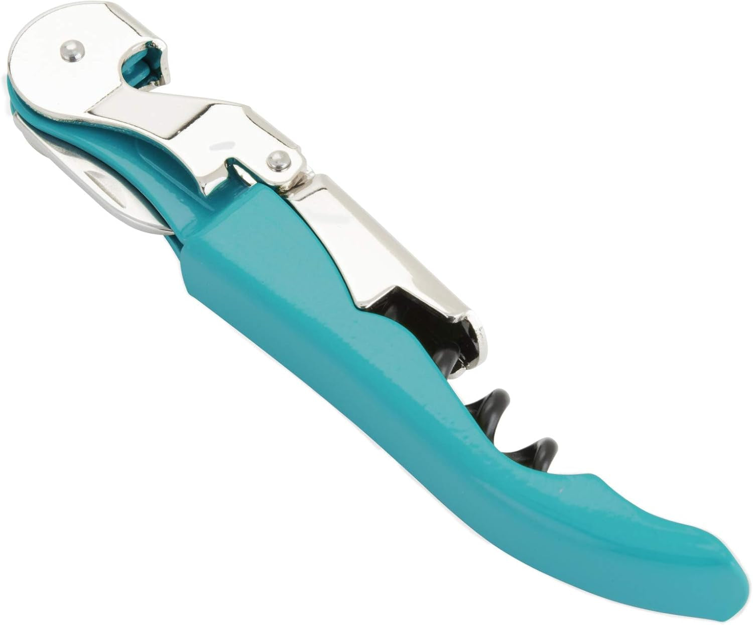 tap Teal Double Hinged Waiter’S Corkscrew, Stainless Steel Wine Key with Foil Cutter