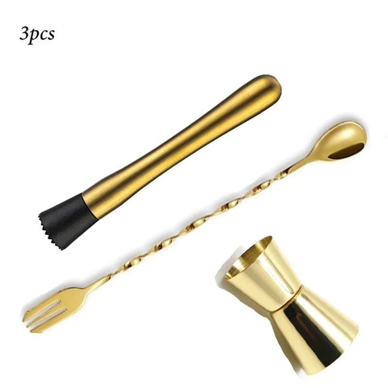 Professional Bar Tools,Stainless Steel Stir Bar Tool, Cocktail Stir Bar Mixing Spoon, Cocktail Picks, Mojito Stir Bar Tool Kit