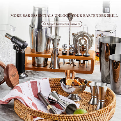 Cocktail Shaker Set Bartender Kit, 15Pcs Stainless Steel Drink Mixer Set, Bar Set with Bar Accessory Tools: Martini Shaker, Jigger, Strainer, Mixer Spoon, Muddler, Liquor Pourers-Silver