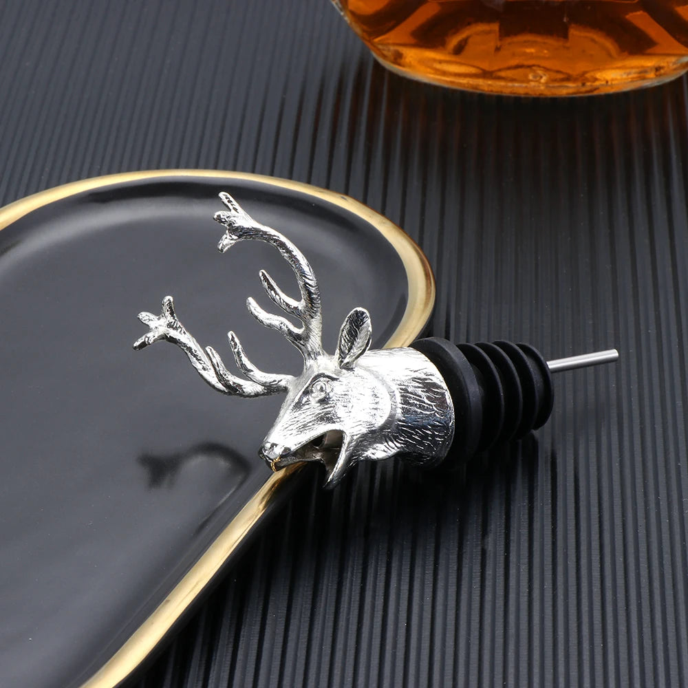 Deer Head Wine Pourer Bottle Stoppers Zinc Alloy Bar Tools Wedding Party Drinks Wine Aerators Kitchen Tool Accessories