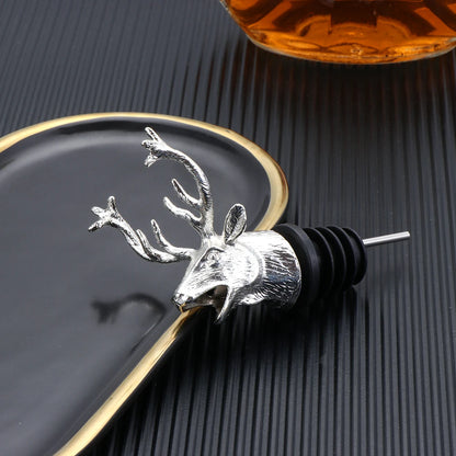 Deer Head Wine Pourer Bottle Stoppers Zinc Alloy Bar Tools Wedding Party Drinks Wine Aerators Kitchen Tool Accessories