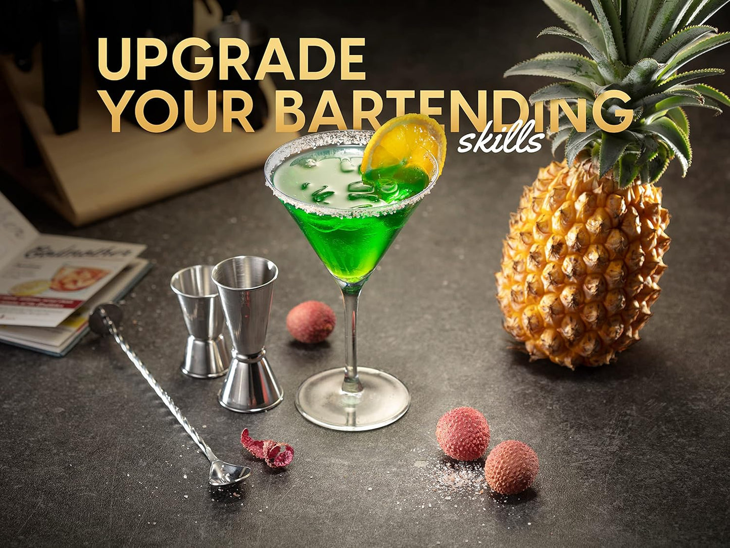 Mixology Bartender Kit and Cocktail Shaker Set for Drink Mixing | Mixology Set with 6 Bar Set Tools and Bamboo Stand Makes It the Perfect Home Cocktail Kit | Complete Bartender Kit (Silver)