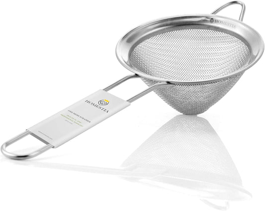 3.3" Fine Mesh Strainer for Kitchen, 304 Stainless Steel Cocktail Sieve Sifters for Food, Liquid Drink Strainers Cup for Tea, Rice, Oil, Noodles, Fruits, Vegetables (Silver)