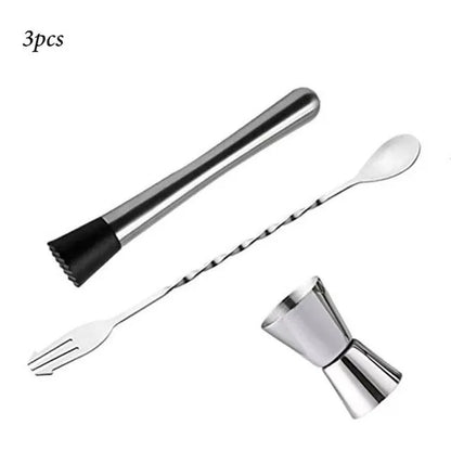 Professional Bar Tools,Stainless Steel Stir Bar Tool, Cocktail Stir Bar Mixing Spoon, Cocktail Picks, Mojito Stir Bar Tool Kit