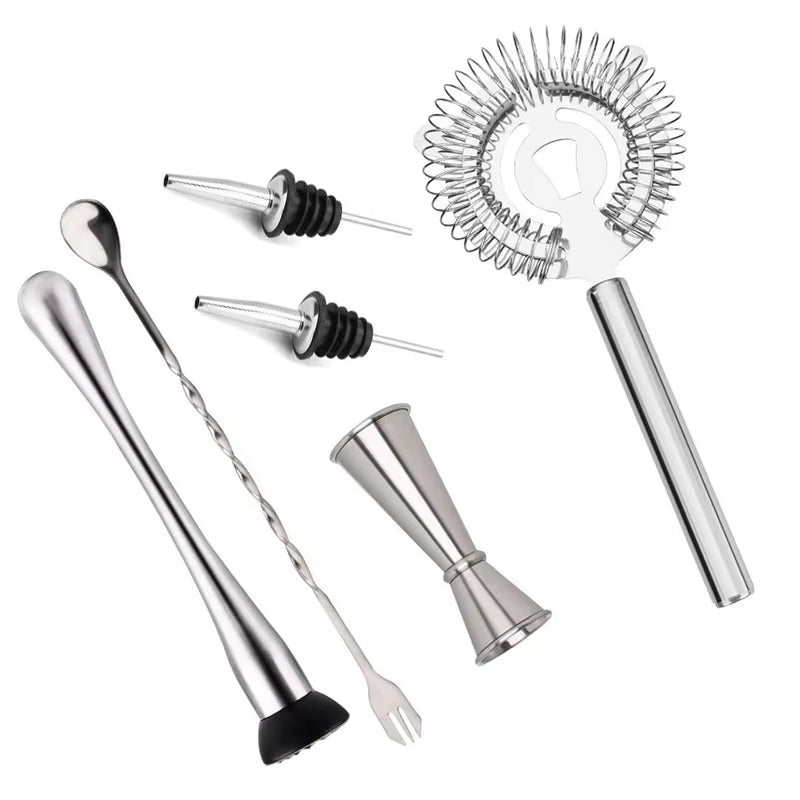 Professional Bar Tools,Stainless Steel Stir Bar Tool, Cocktail Stir Bar Mixing Spoon, Cocktail Picks, Mojito Stir Bar Tool Kit